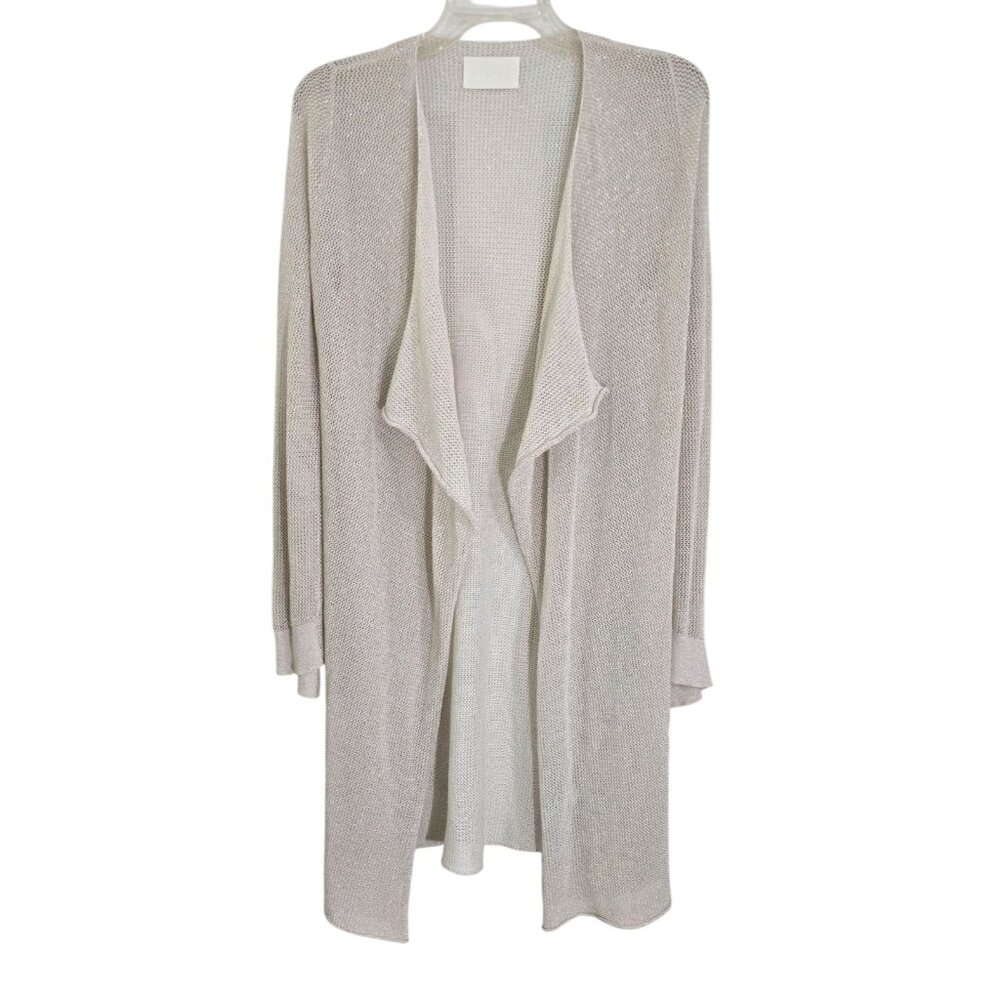 Zadig Voltaire Women's Gray‎ Metallic Daphnee Mesh Cardigan Open Front Size M